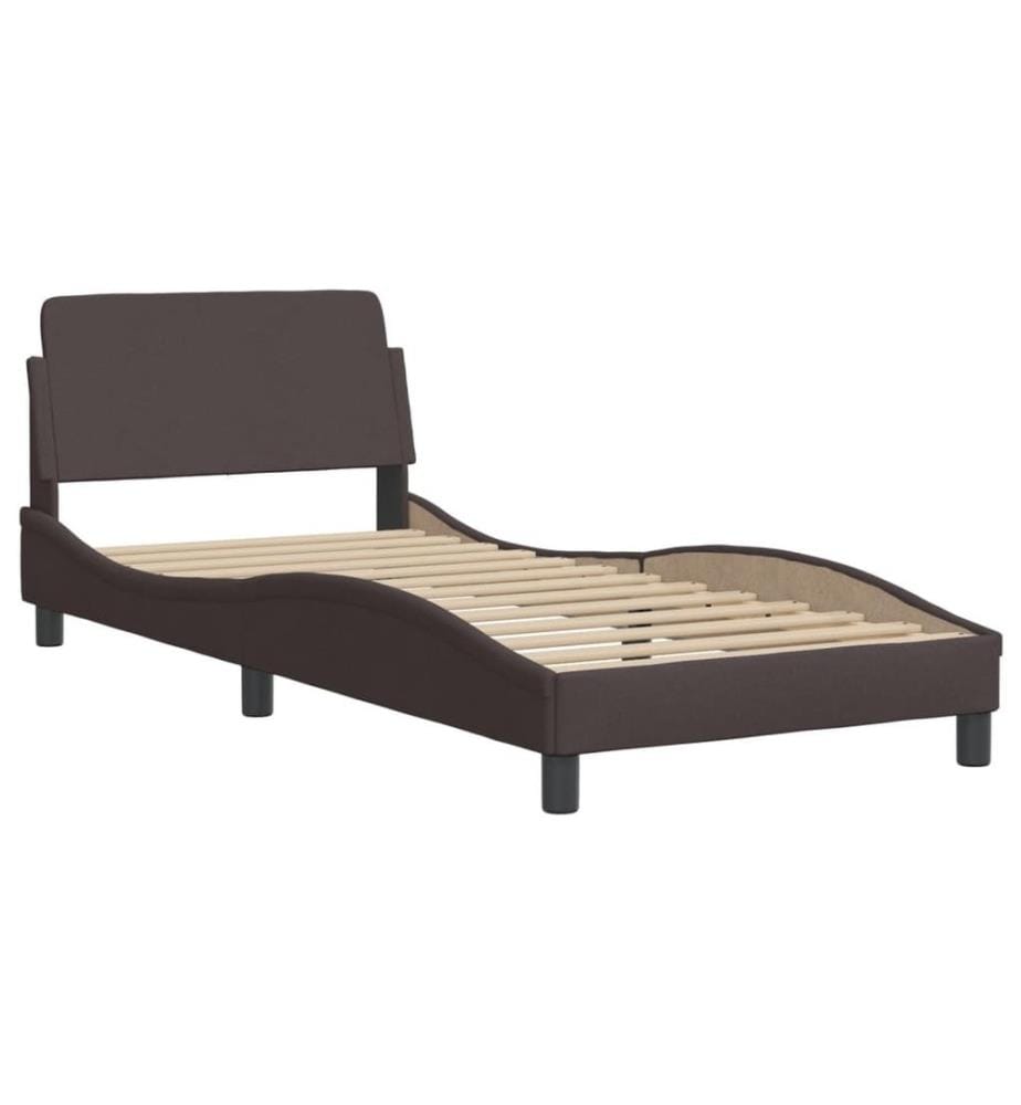 Bett mit Matratze Dunkelbraun 90x200 cm Stoff