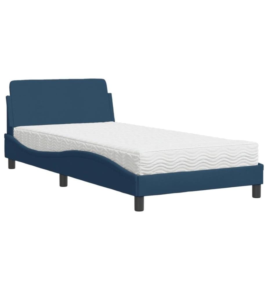 Bett mit Matratze Blau 100x200 cm Stoff