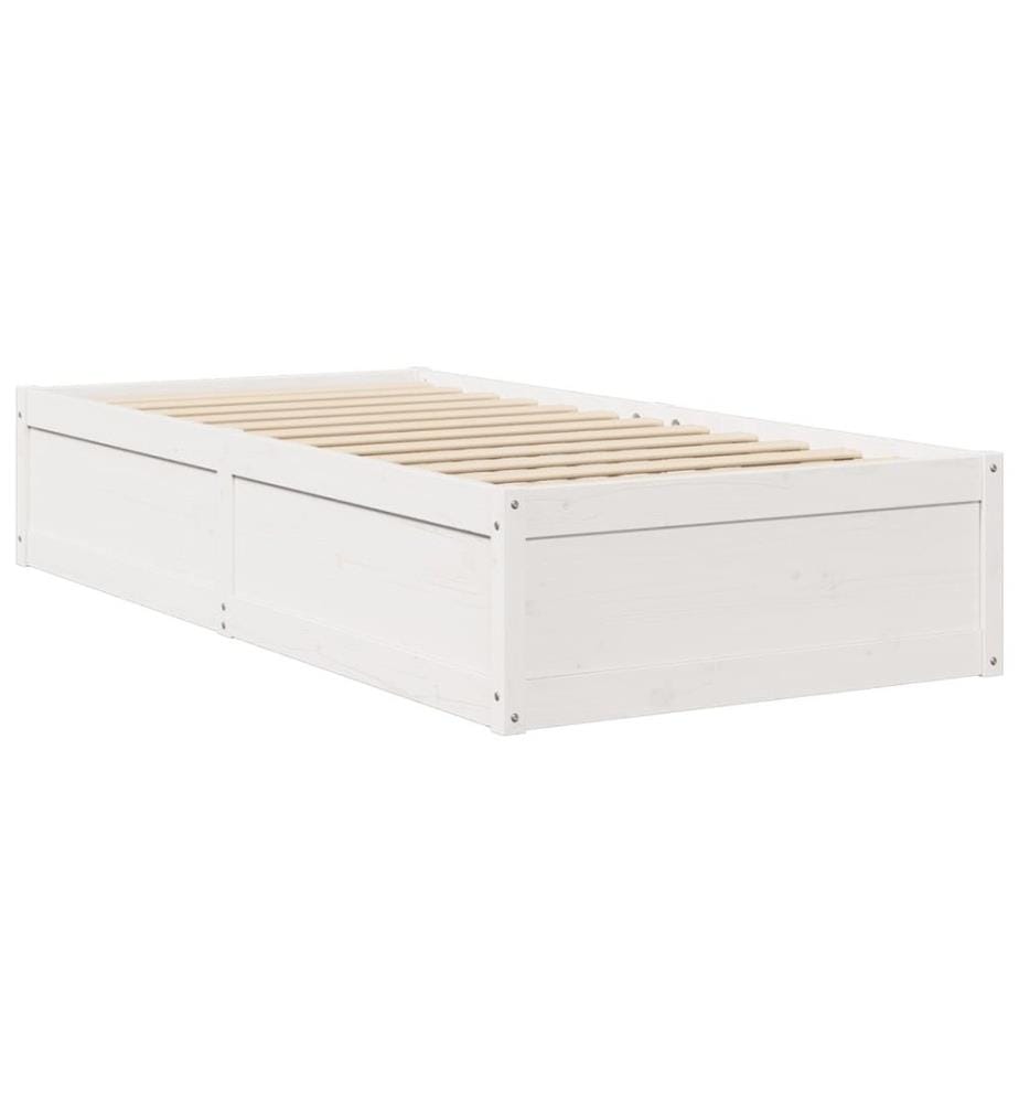 Bett mit Matratze Weiss 90x190 cm Massivholz Kiefer