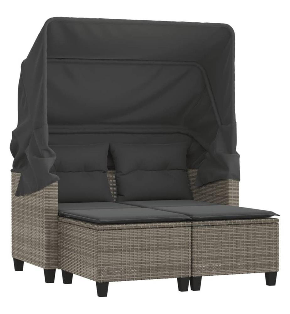 Vidaxl Gartensofa 2Sitzer mit Dach und Hockern … DeinDeal