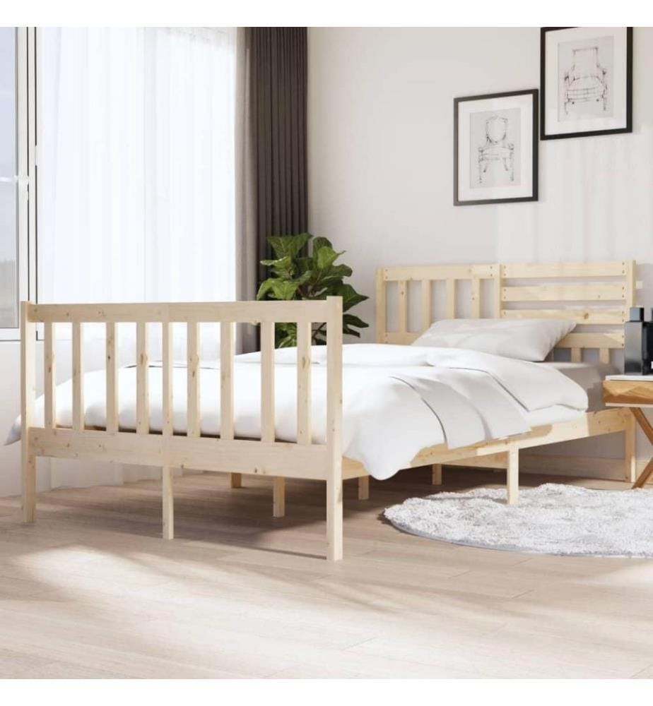 Cadre de lit Bois massif 135x190 cm Double