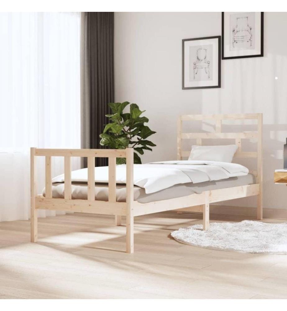 Cadre de lit Bois de pin massif 75x190 cm Petit simple
