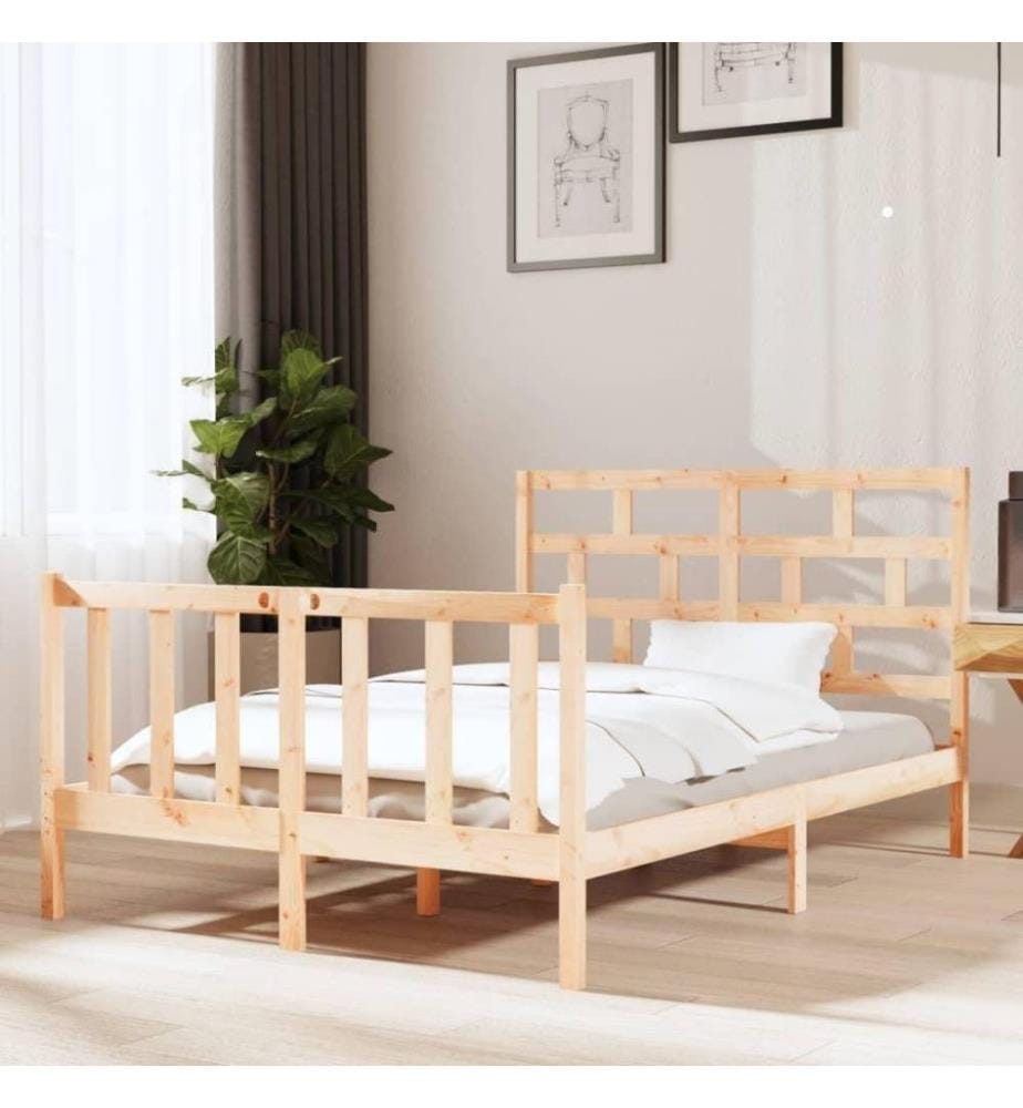 Cadre de lit Bois de pin massif 120x190 cm Petit Double