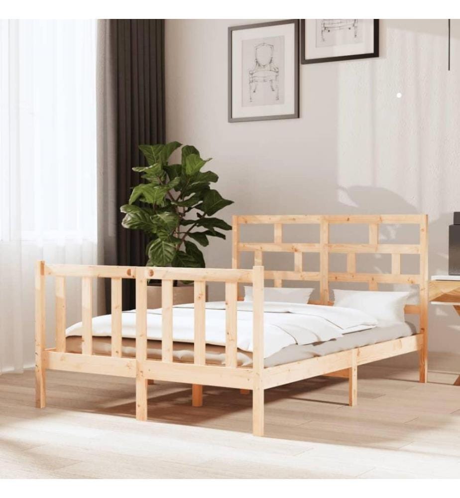 Cadre de lit Bois de pin massif 140x190 cm