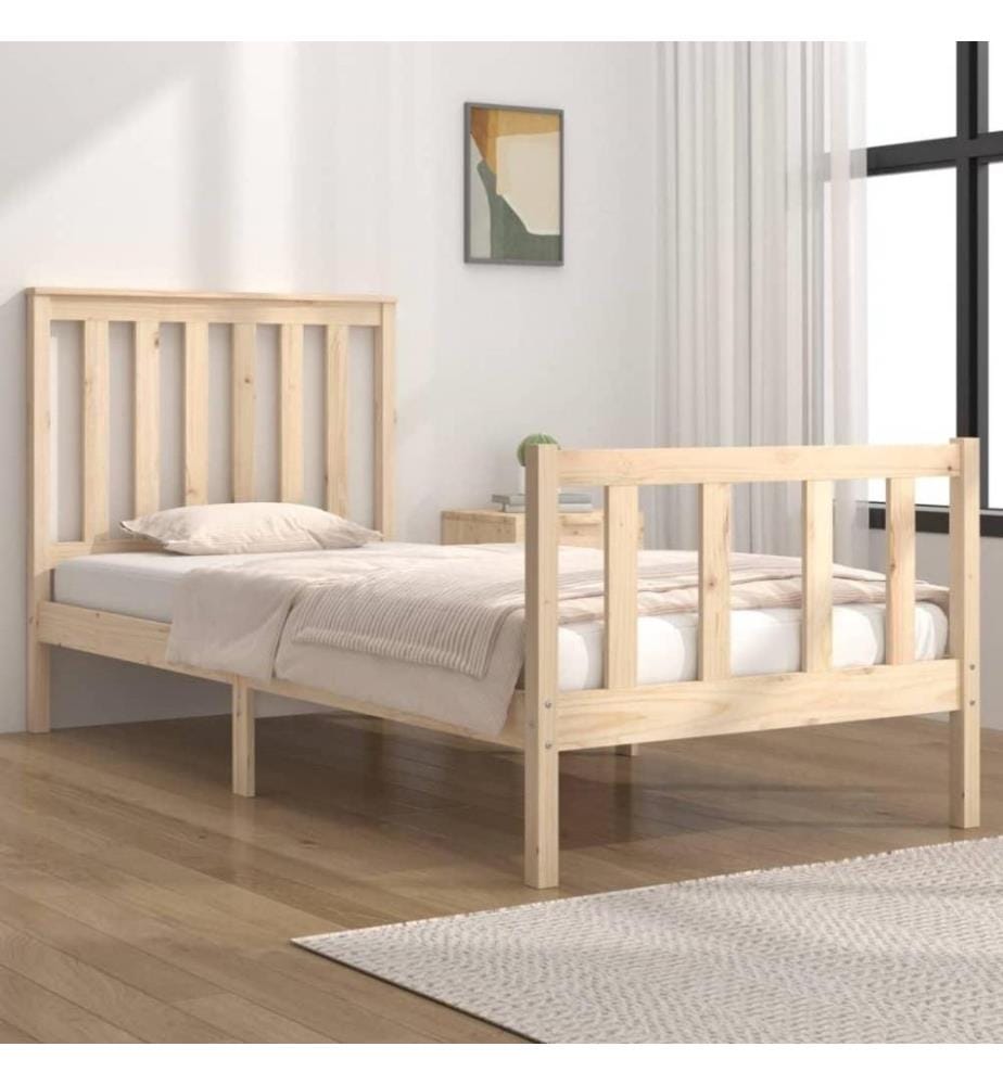 Cadre de lit Bois de pin massif 75x190 cm Petit simple