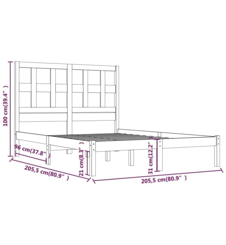 Cadre de lit Bois de pin massif 200x200 cm