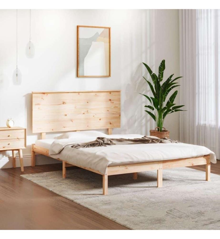 Cadre de lit Bois de pin massif 140x190 cm