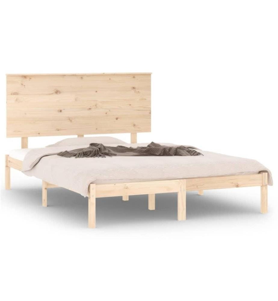 Cadre de lit Bois de pin massif 140x190 cm
