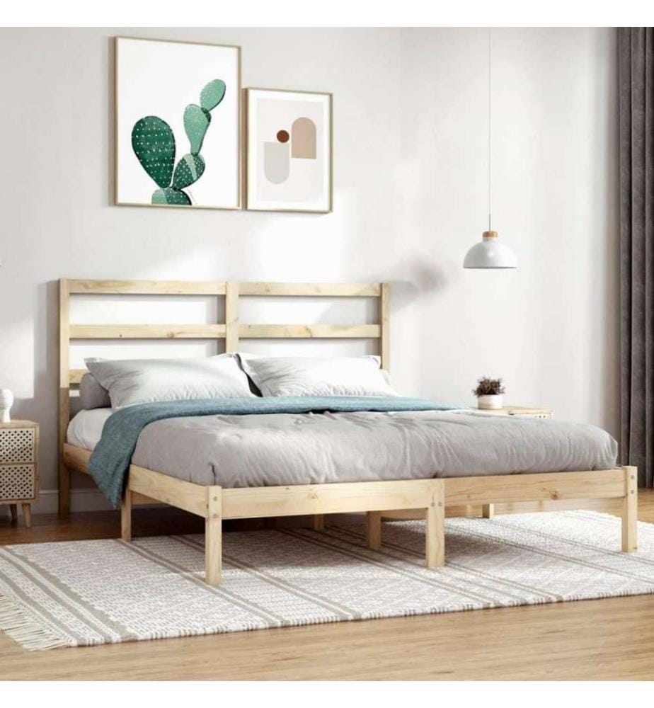 Cadre de lit Bois massif 120x190 cm Petit Double