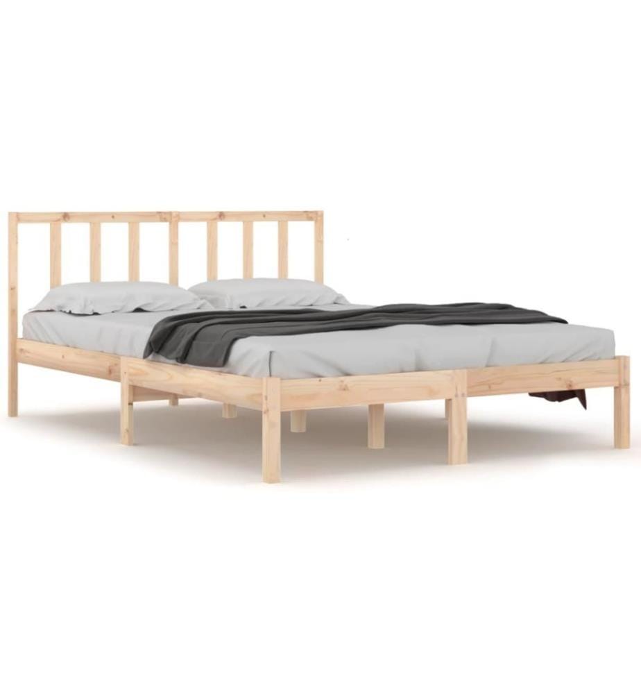 Cadre de lit Bois de pin massif 135x190 cm Double
