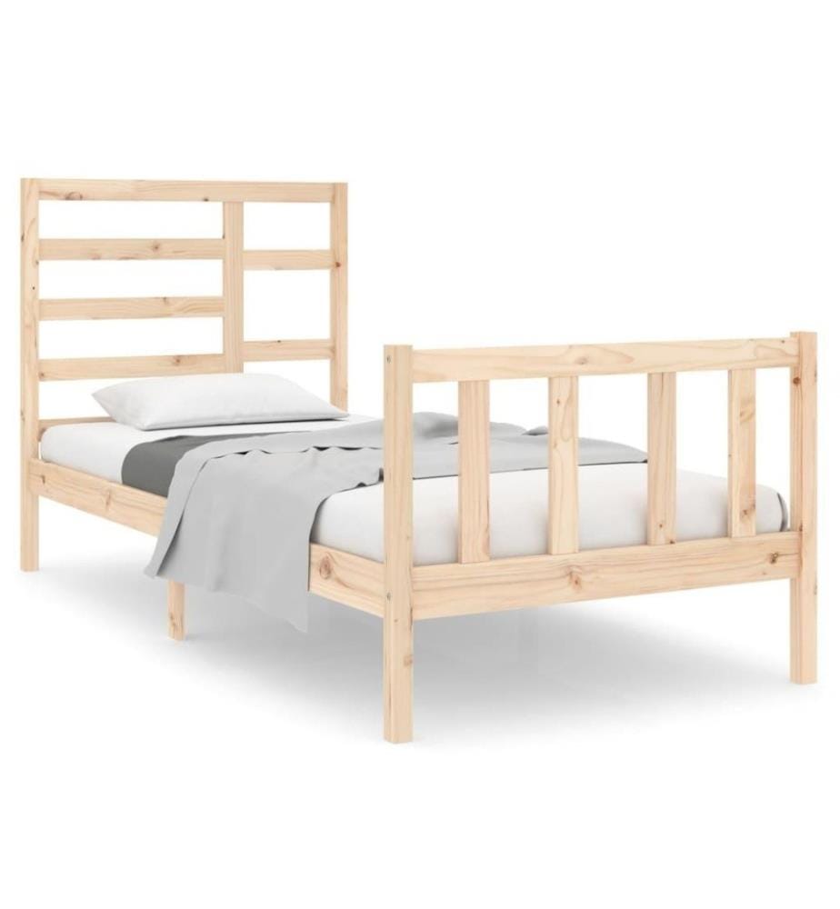 Cadre de lit Bois massif 75x190 cm Petit simple
