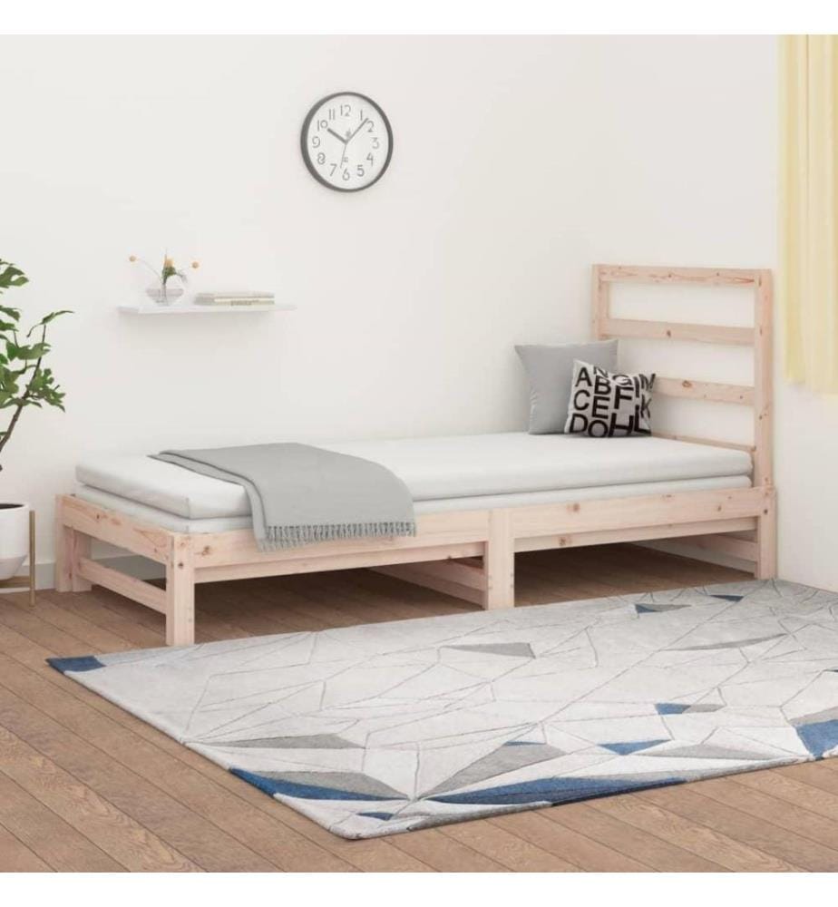 Lit coulissant 2x(90x190) cm Bois de pin massif