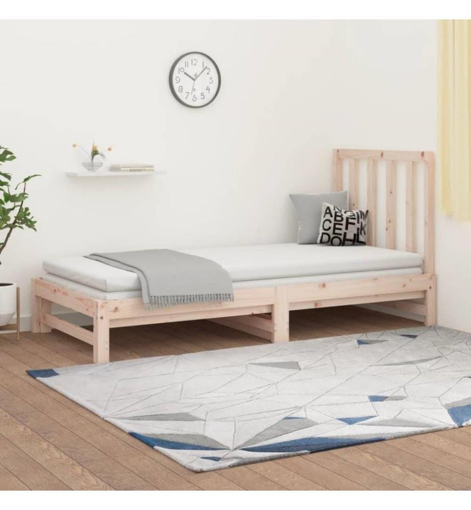Lit coulissant 2x(90x190) cm Bois de pin massif