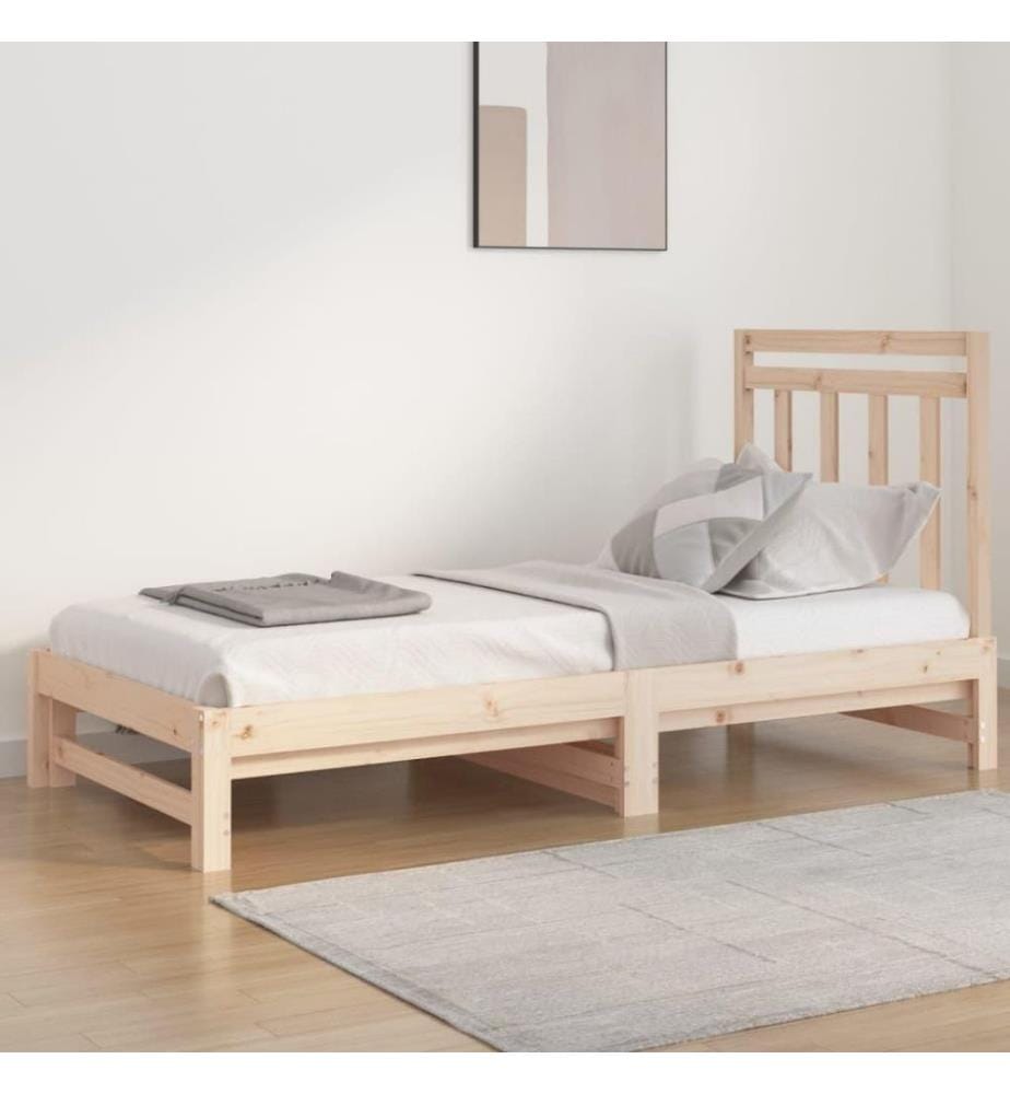 Lit coulissant 2x(90x190) cm Bois de pin massif