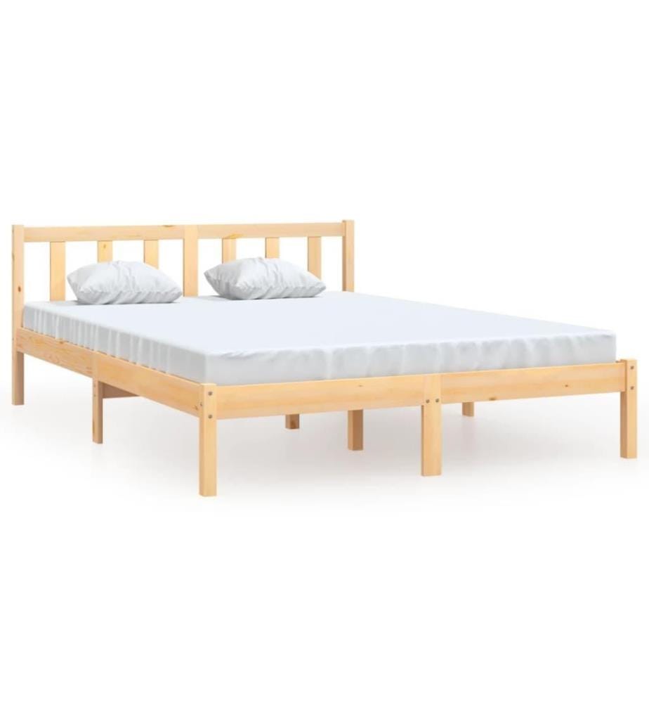 Cadre de lit Bois de pin massif 135x190 cm Double