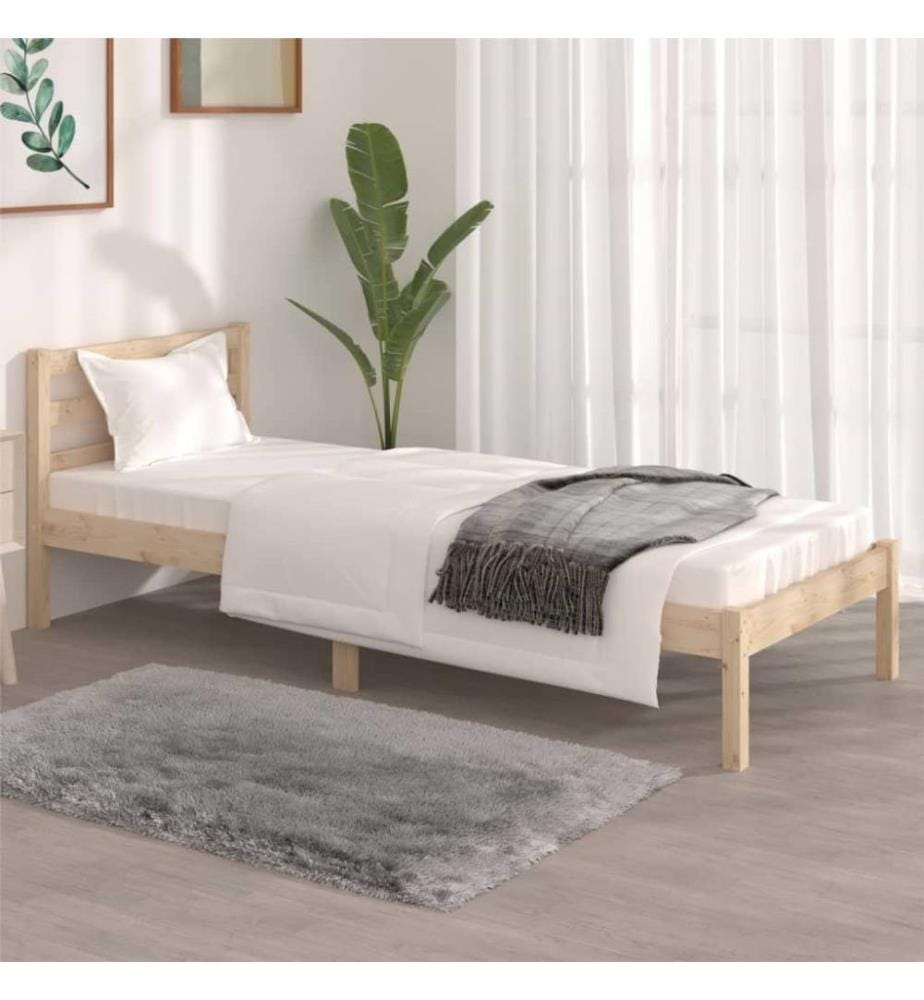 Cadre de lit Bois de pin massif 75x190 cm Petit simple
