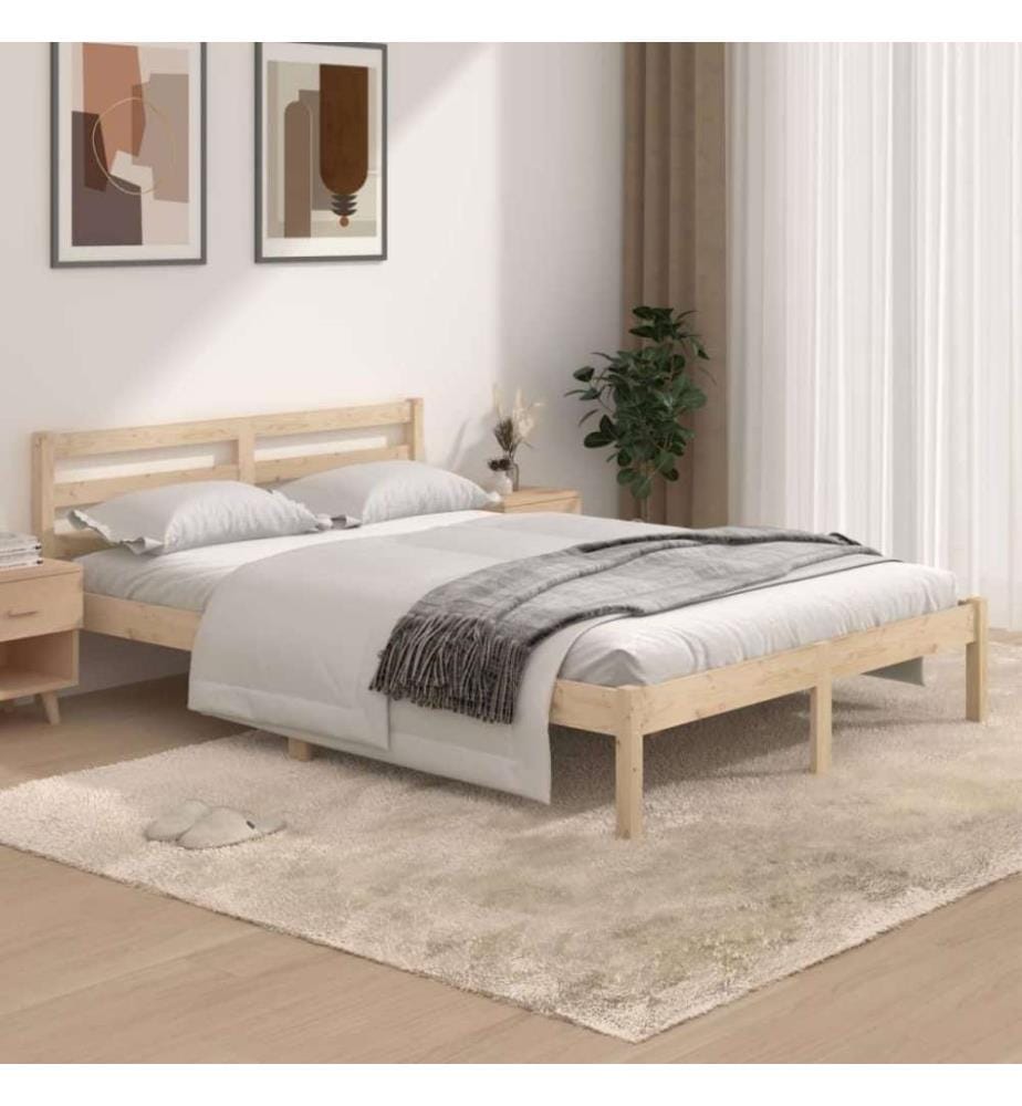 Cadre de lit Bois de pin massif 135x190 cm Double