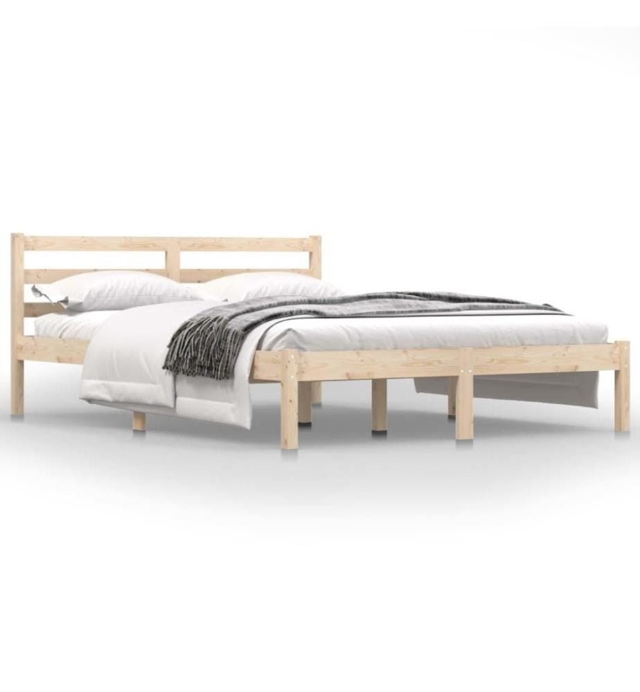 Cadre de lit Bois de pin massif 135x190 cm Double