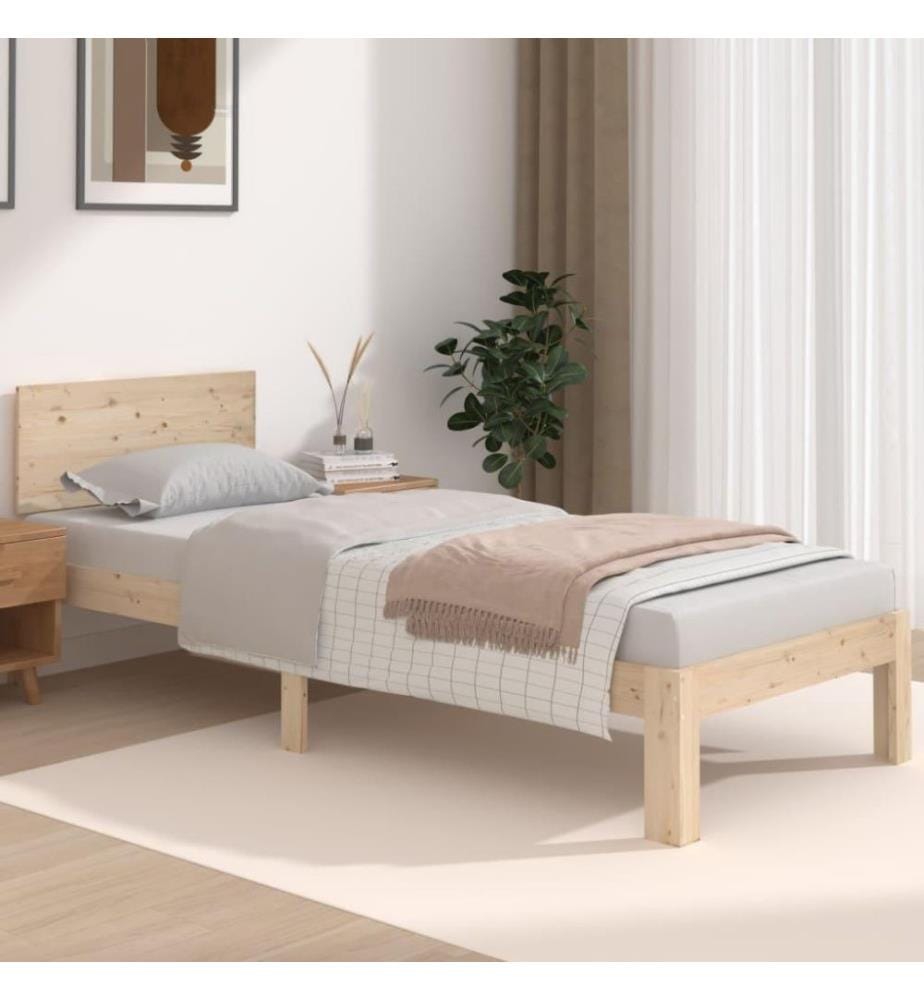 Cadre de lit Bois massif 75x190 cm Petit simple