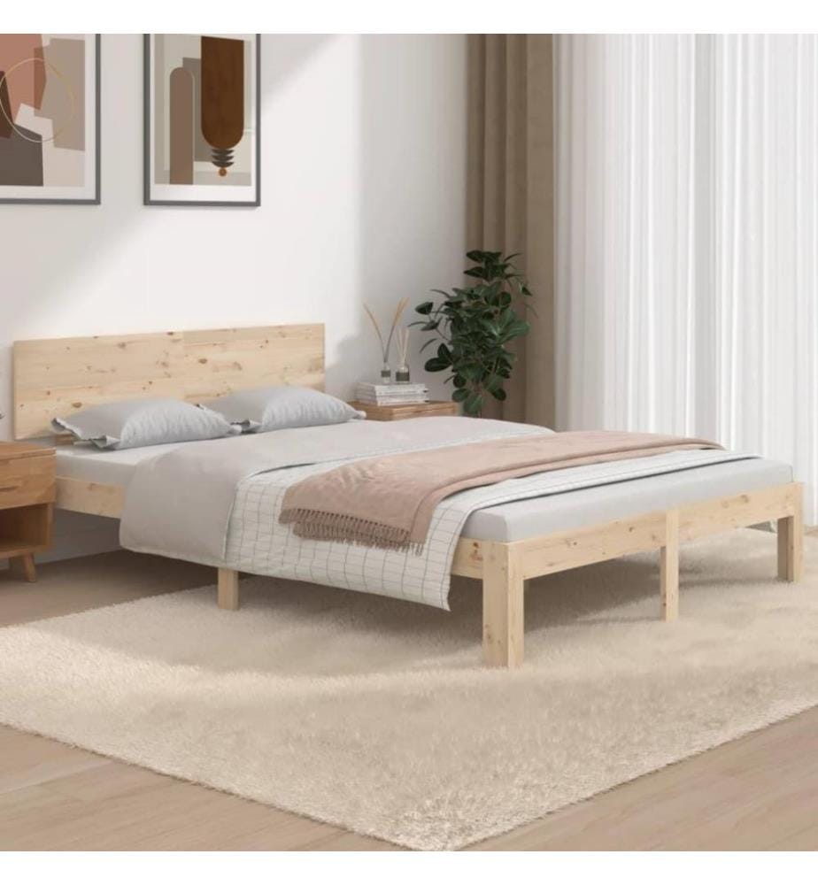 Cadre de lit Bois massif 135x190 cm Double