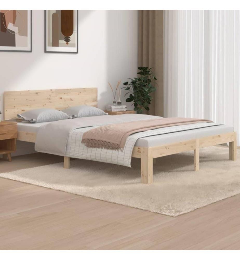 Cadre de lit Bois de pin massif 140x190 cm