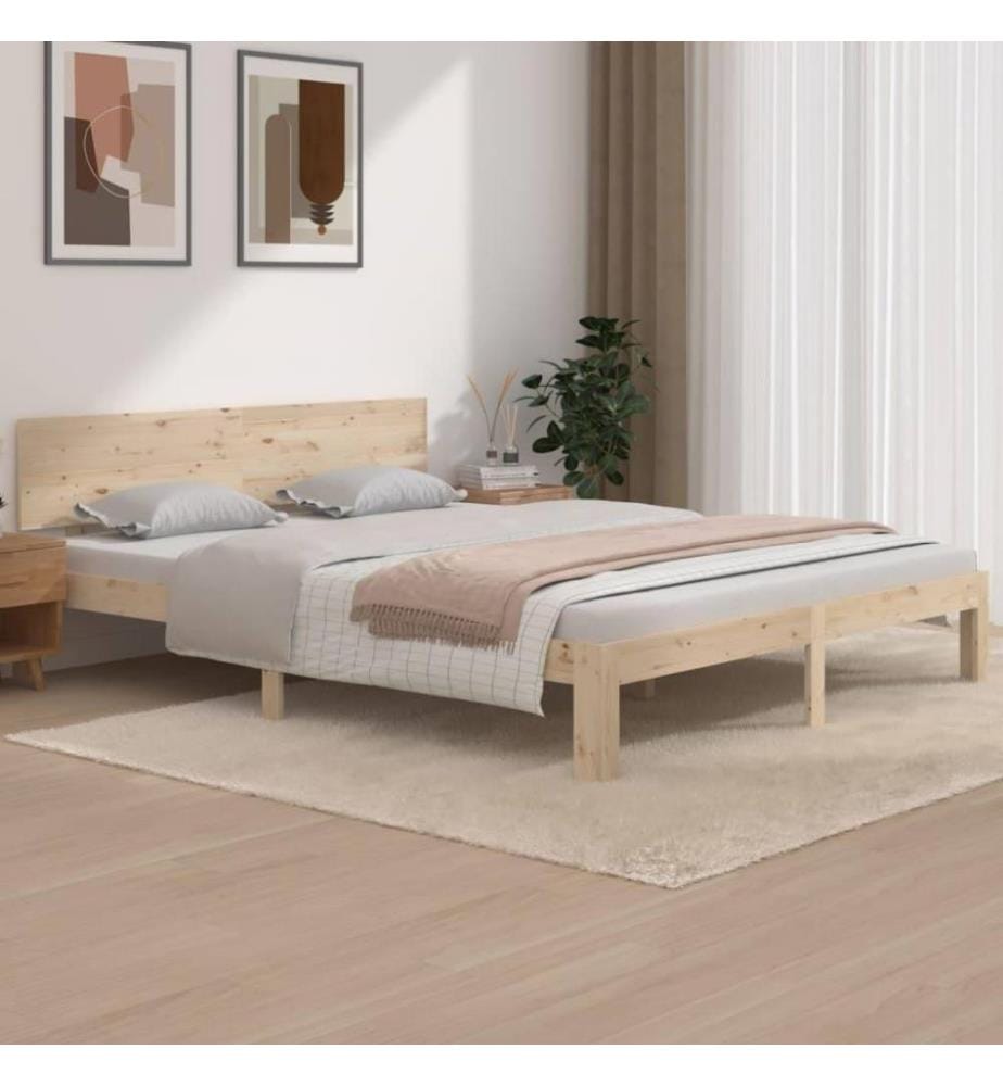Cadre de lit Bois de pin massif 160x200 cm