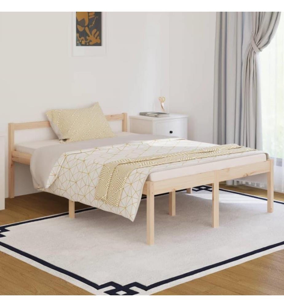 Cadre de lit Bois de pin massif 140x190 cm