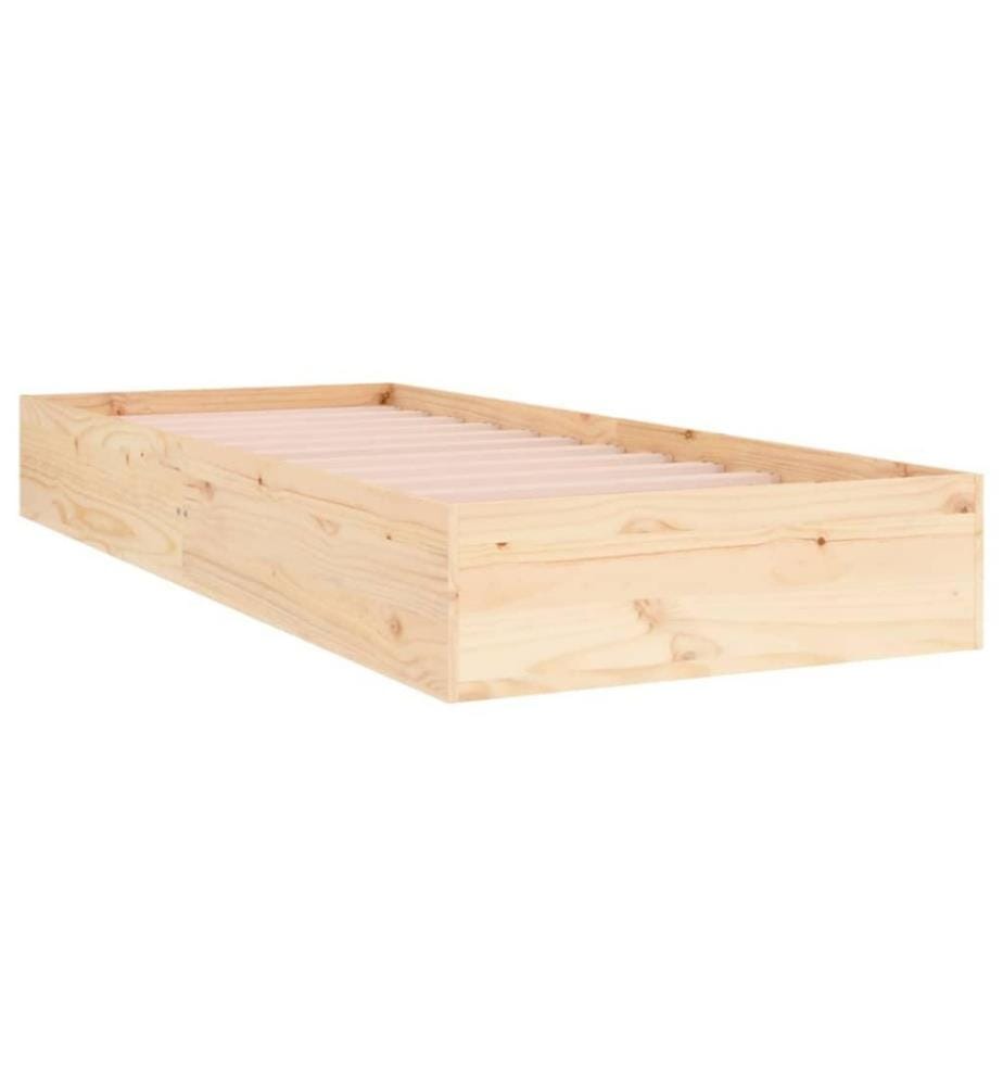 Cadre de lit Bois massif 75x190 cm Petit simple