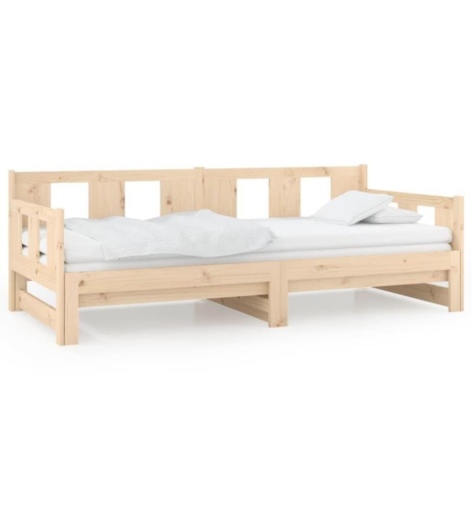 Lit coulissant Bois de pin solide 2x(80x200) cm