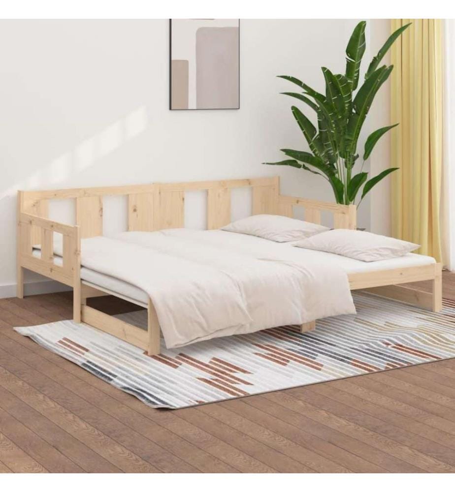 Lit coulissant Bois de pin solide 2x(90x190) cm