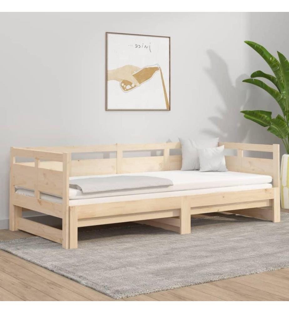 Tagesbett Ausziehbar Massivholz Kiefer 2x(90x200) cm