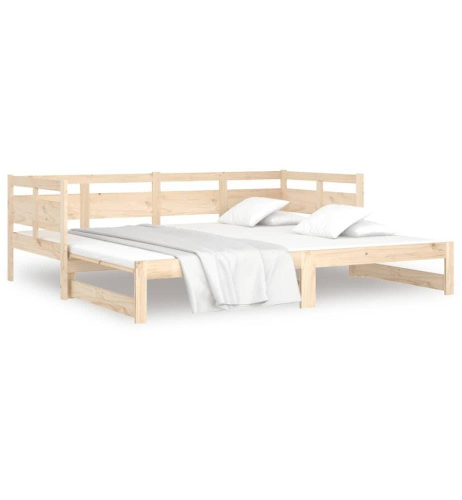 Lit coulissant Bois de pin solide 2x(90x200) cm