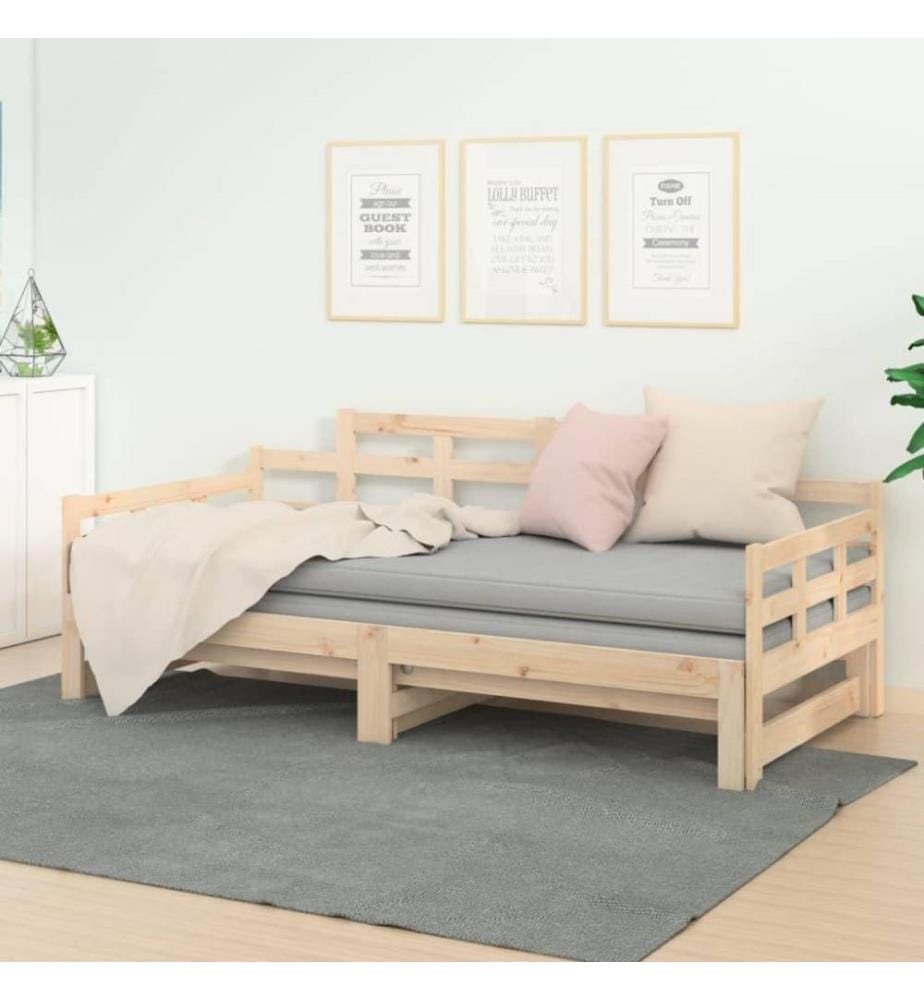 Tagesbett Ausziehbar Massivholz Kiefer 2x(80x200) cm