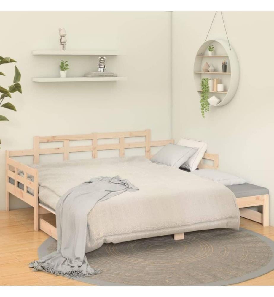 Lit coulissant Bois de pin solide 2x(80x200) cm