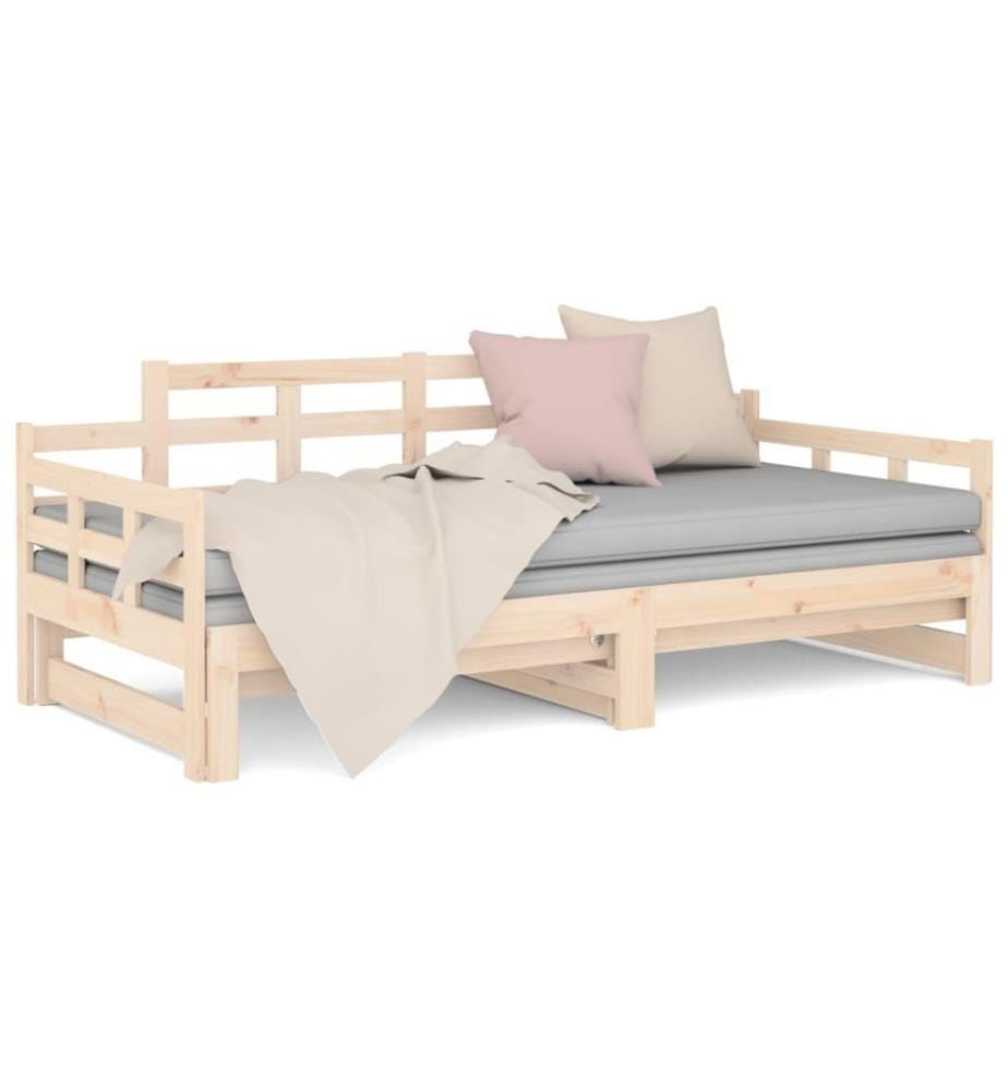 Lit coulissant Bois de pin solide 2x(80x200) cm