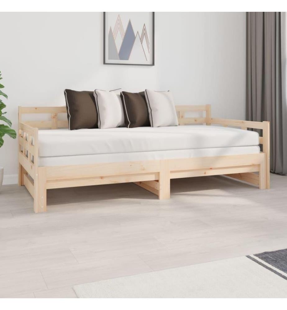 Tagesbett Ausziehbar Massivholz Kiefer 2x(90x190) cm