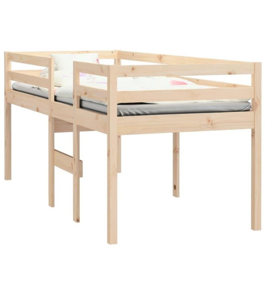 Lit haut 90x190 cm Bois de pin massif