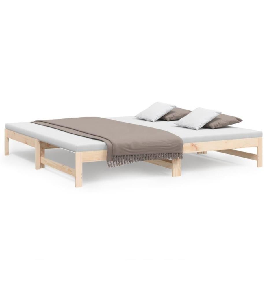 Lit coulissant 2x(100x200) cm Bois de pin massif