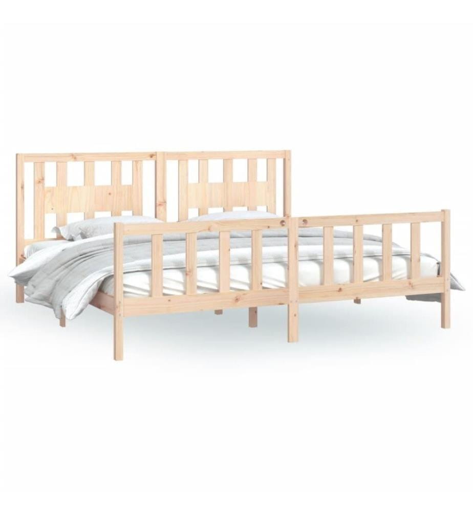 Cadre de lit avec tête de lit bois de pin massif 200x200 cm