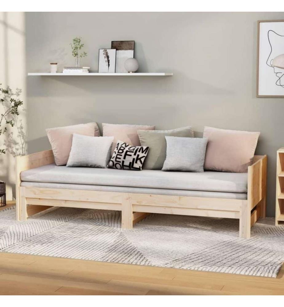 Lit coulissant Bois de pin solide 2x(90x190) cm
