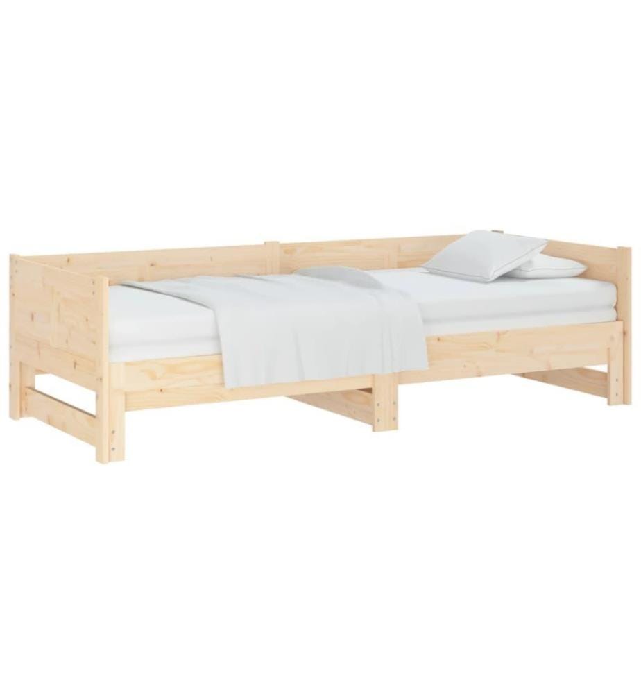 Lit coulissant Bois de pin solide 2x(90x190) cm