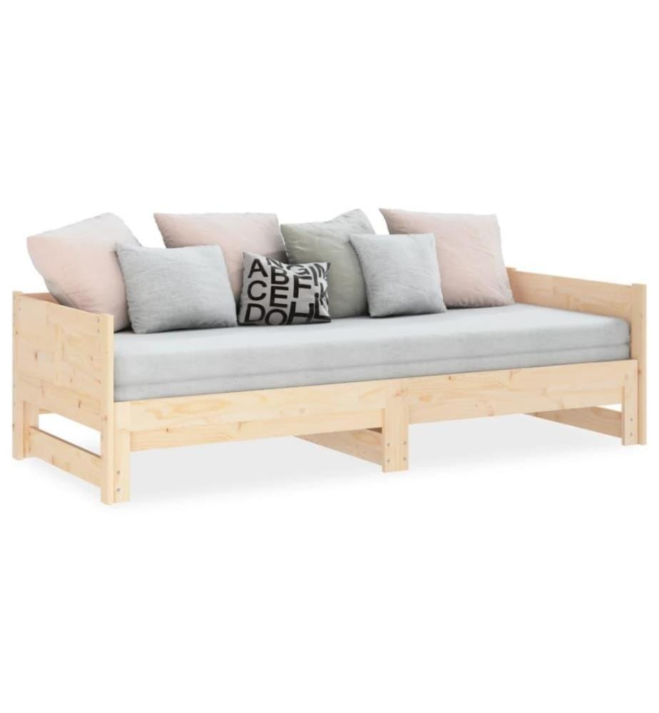 Lit coulissant Bois de pin solide 2x(90x190) cm