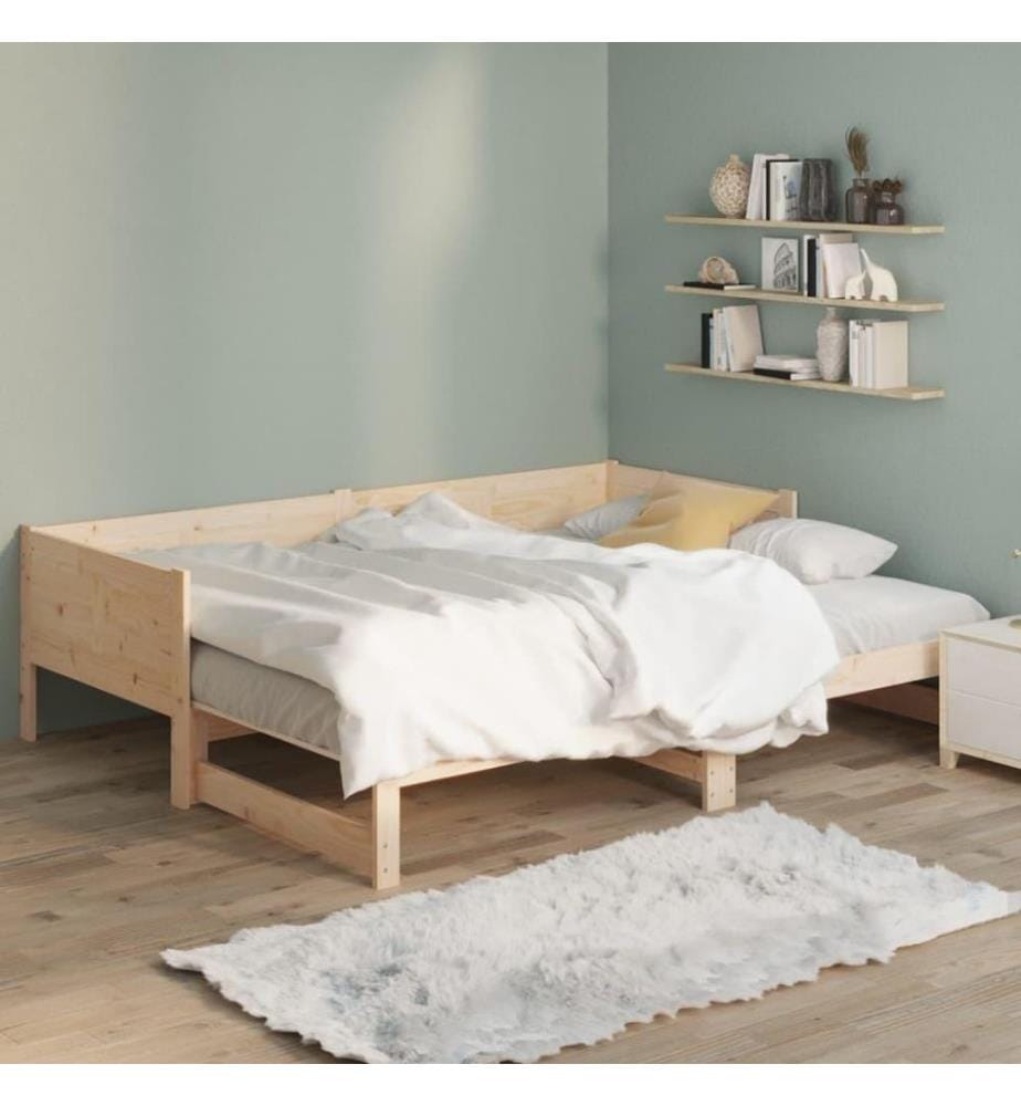 Lit coulissant Bois de pin solide 2x(90x190) cm