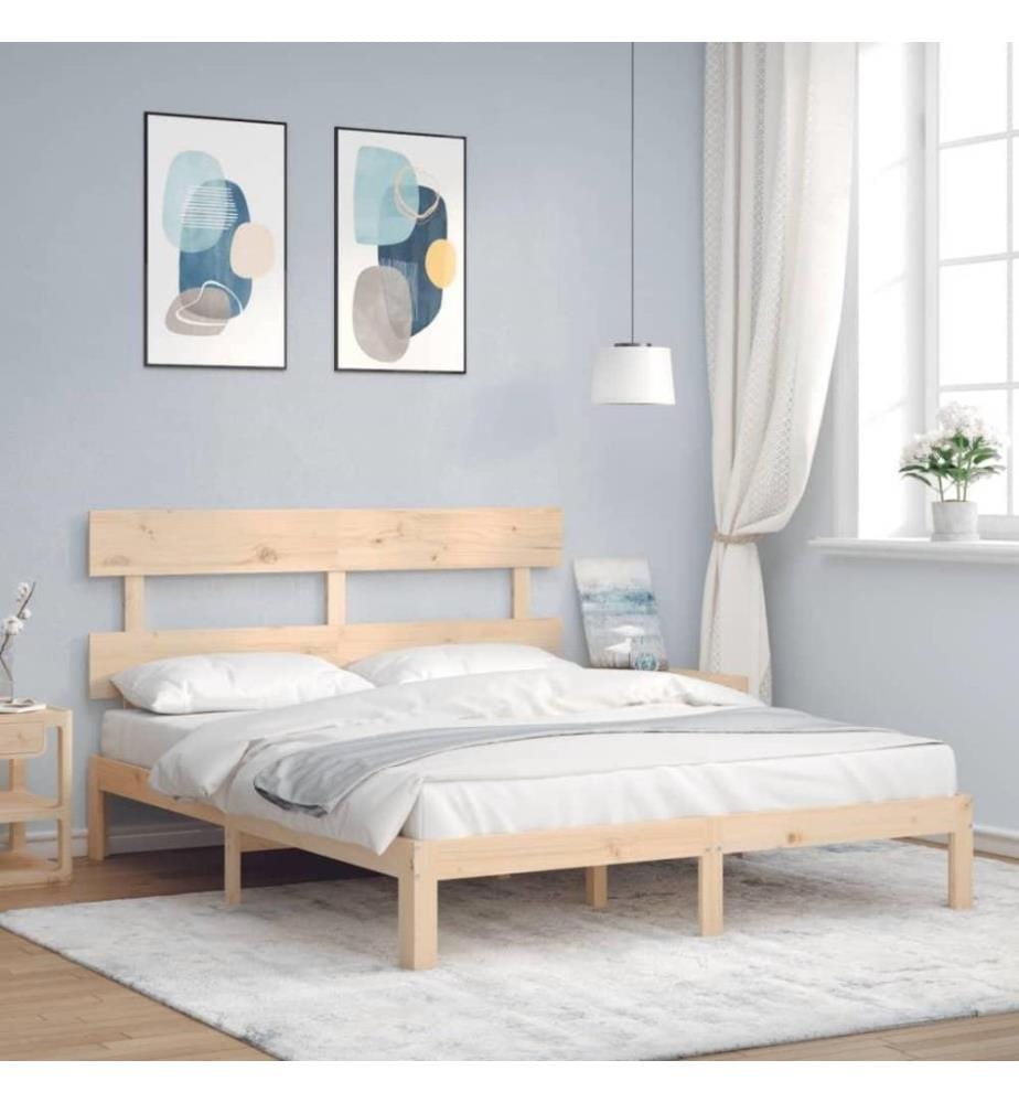 Cadre de lit avec tête de lit 160x200 cm bois massif