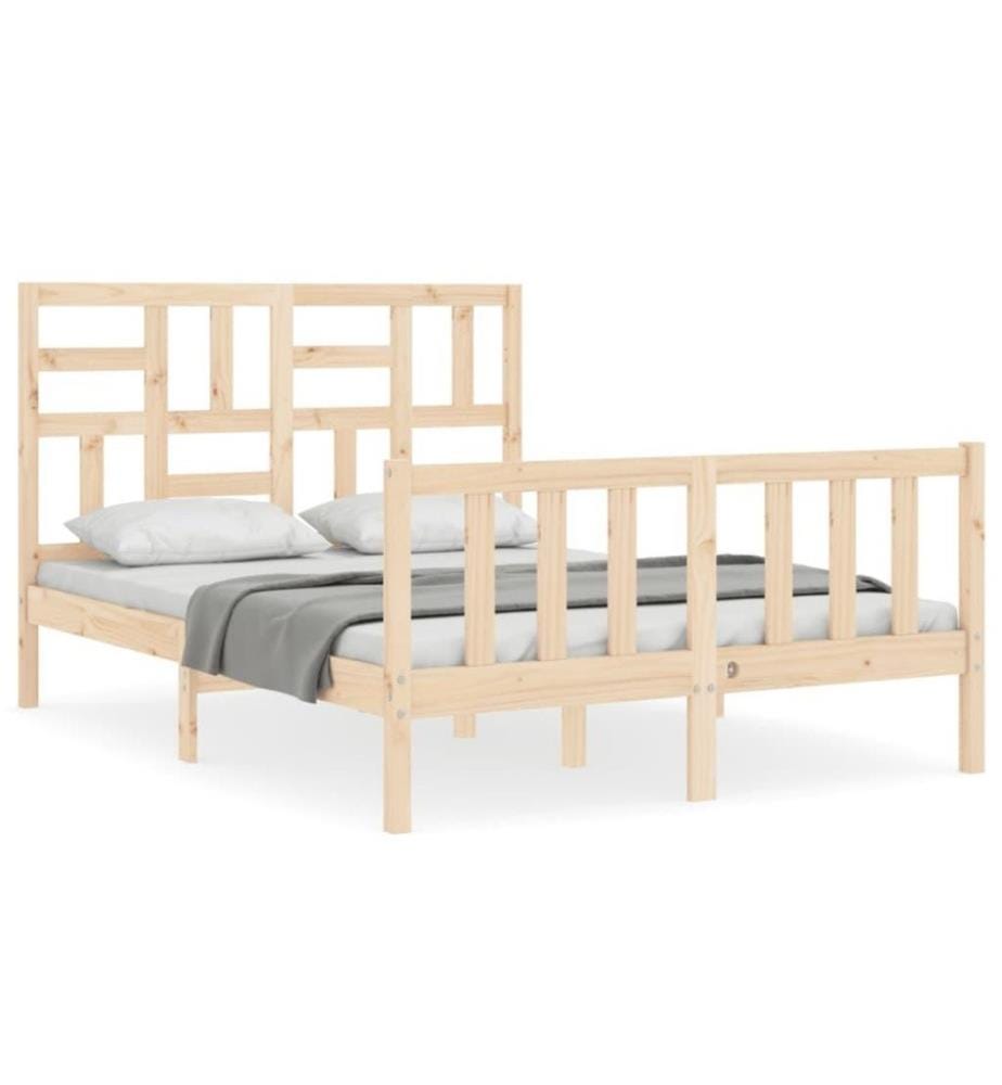 Cadre de lit avec tête de lit 140x190 cm bois massif