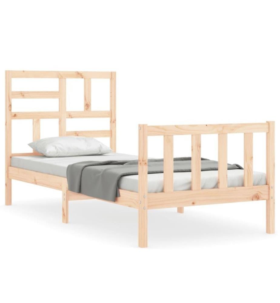 Massivholzbett mit Kopfteil 90x200 cm