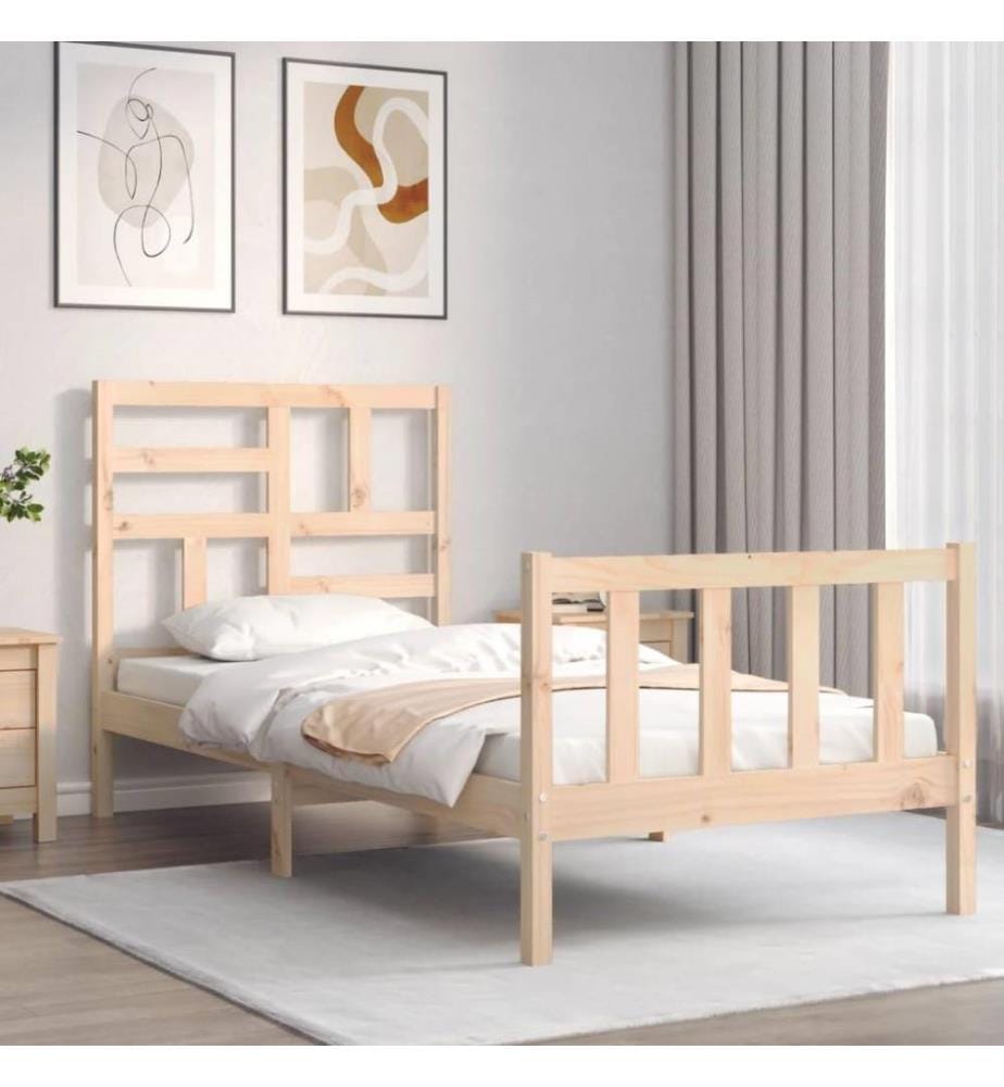 Massivholzbett mit Kopfteil 90x200 cm