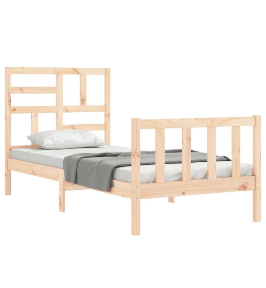 Massivholzbett mit Kopfteil 90x200 cm