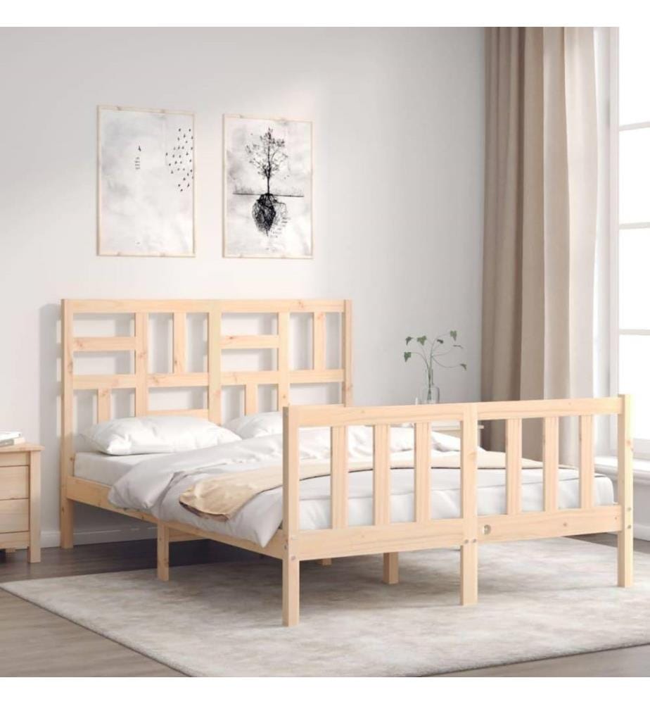 Cadre de lit avec tête de lit 140x200 cm bois massif