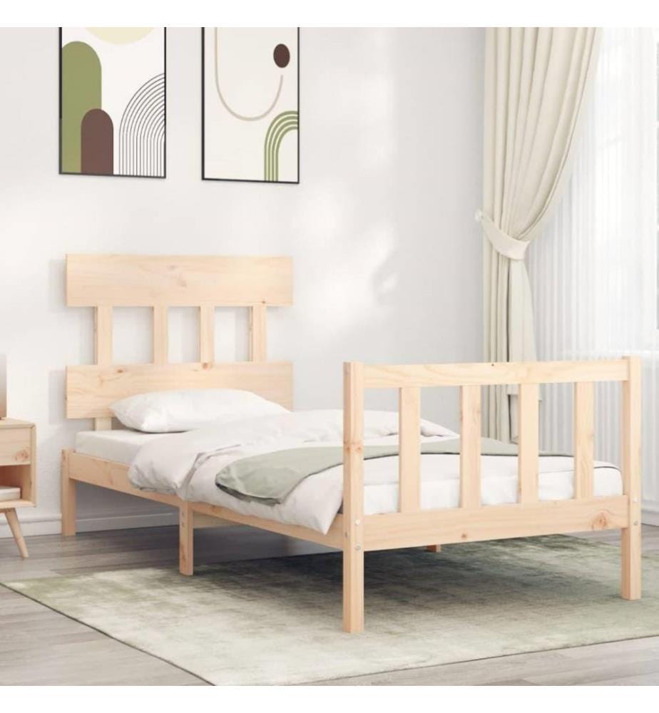Massivholzbett mit Kopfteil 90x200 cm